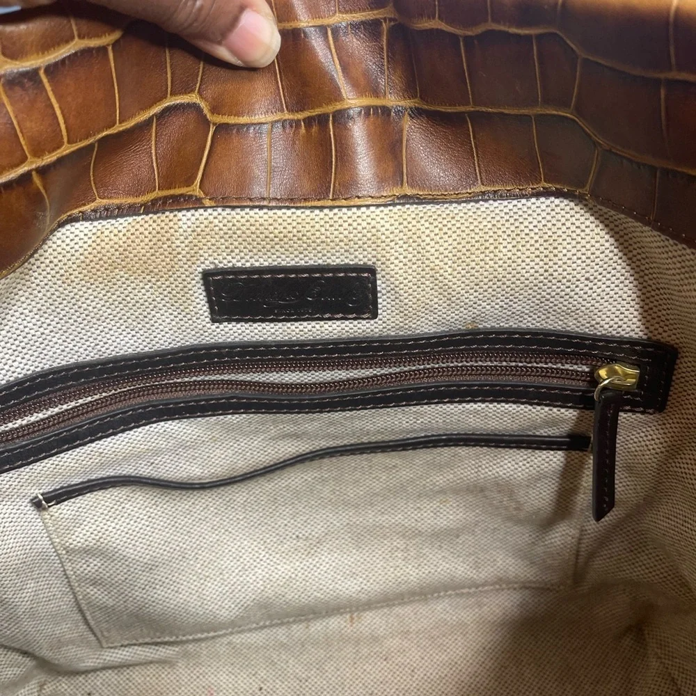 Dooney & Bourke Croco Embossed Logo Lock Sac Hobo leather Bag sn# J3362320